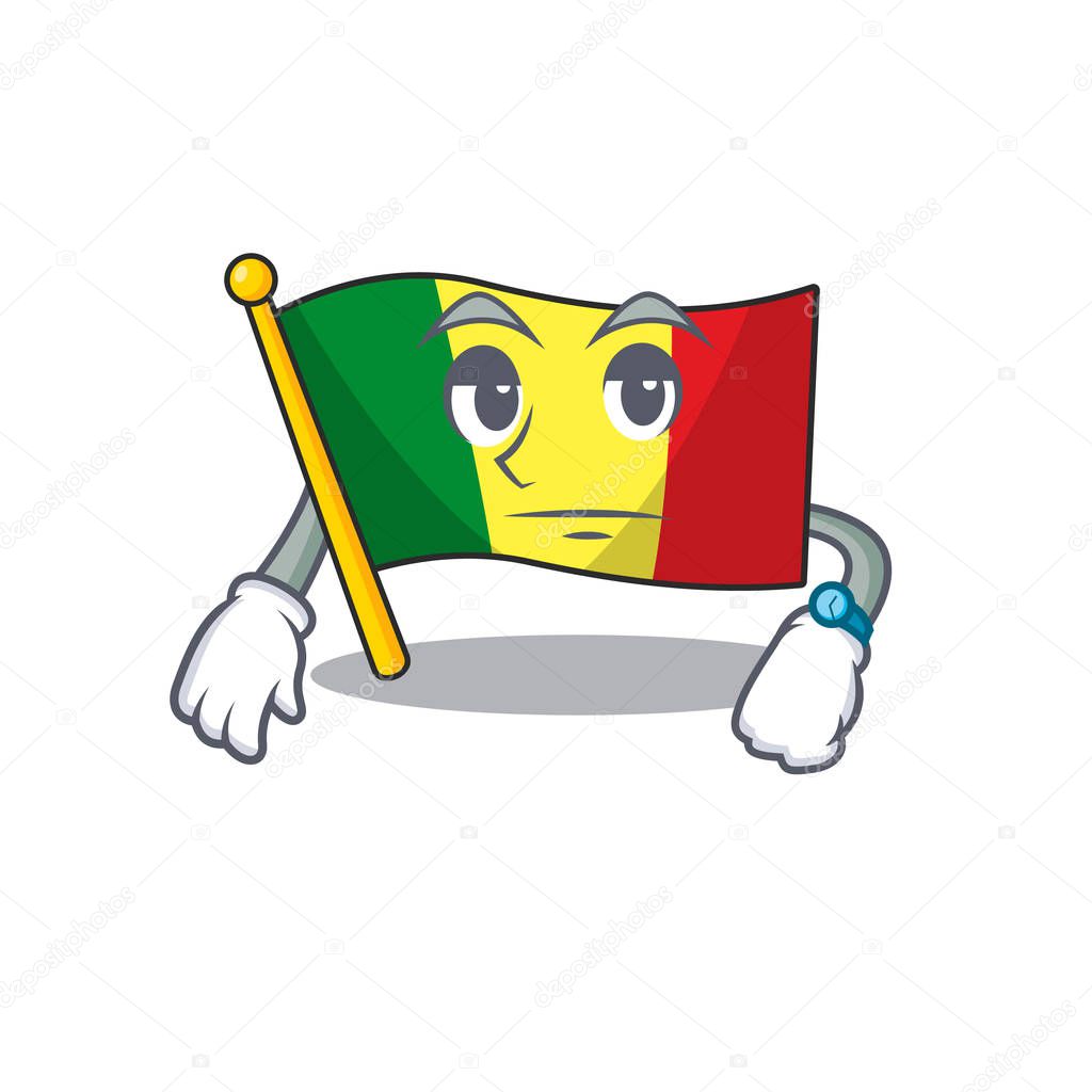 Waiting flag mali on cartoon character mascot design