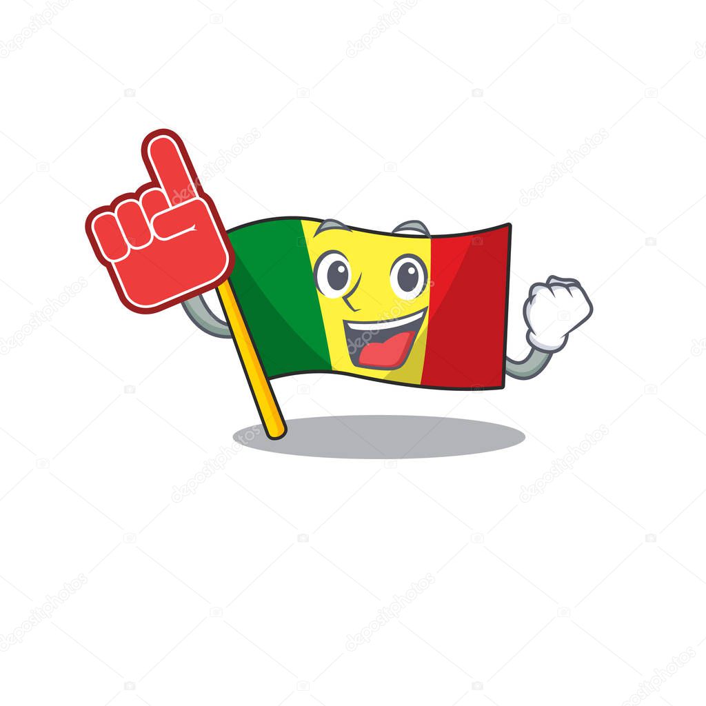 Cool flag mali with beer mascot cartoon style