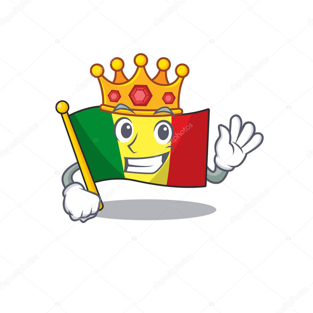 King Indonesian flag mali on cartoon character mascot design