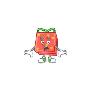 Sürpriz bir jest üzerine kırmızı çizgi film karakteri tasarımı.