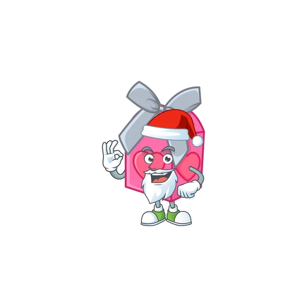 Une image de Santa love cadeau rose mascotte style d'image avec doigt ok — Image vectorielle