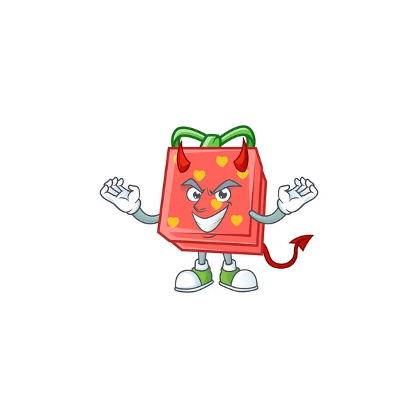 Devil love gift red Cartoon character design — Stock Vector