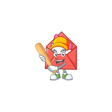 Beyzbolda gülümseyen aşk mektubu çizgi film maskotu
