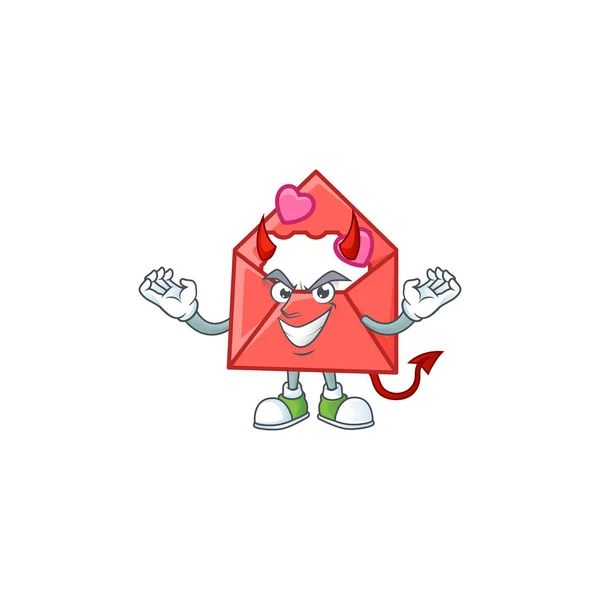Devil love letter Cartoon character design style — 스톡 벡터