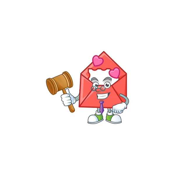 Έξυπνο γράμμα αγάπης δικαστή σε στυλ χαρακτήρα κινουμένων σχεδίων μασκότ — Διανυσματικό Αρχείο