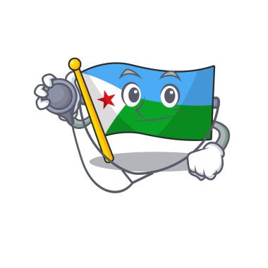 Doktor kostümlü bir maskot tarzında bayrak djibouti.