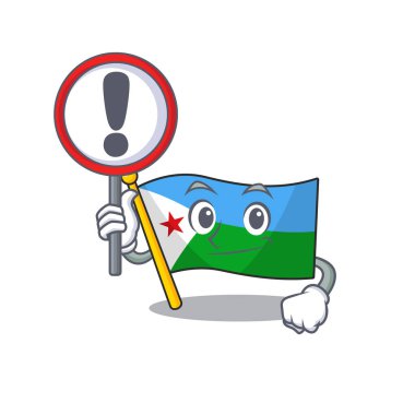 Elinde işaret olan çizgi film tarzı djibouti bayrağı.