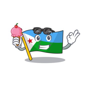 karikatür maskot bayrak djibouti ile dondurma
