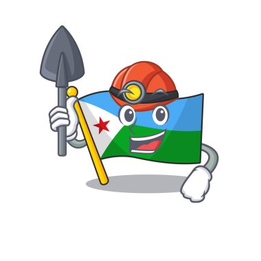 Maskot tarzında Cool Miner bayrağı djibouti