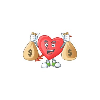 Zengin bir okun resmi. İki para çantalı çizgi film karakteri.