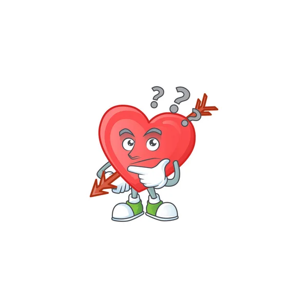 Flecha amor estilo mascota de dibujos animados con gesto confuso — Archivo Imágenes Vectoriales