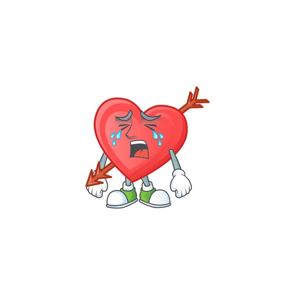 Sad of arrow love cartoon mascot style — 스톡 벡터