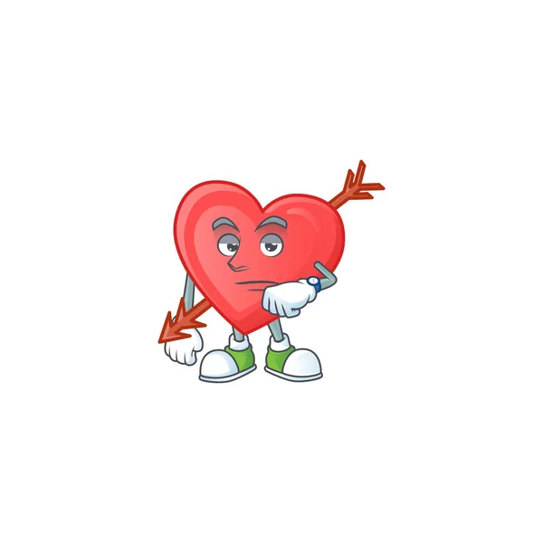 Dessin animé personnage design de flèche amour sur un geste d'attente — Image vectorielle