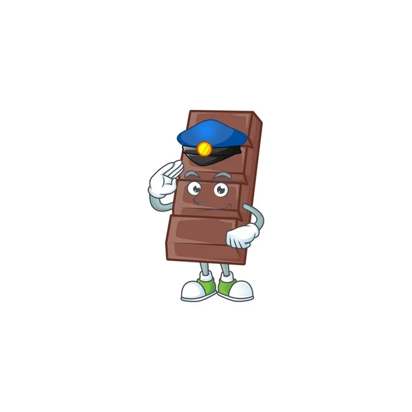 Un diseño de carácter de barra de chocolate en un disfraz de oficial de policía — Vector de stock