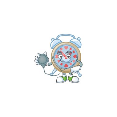 Çizgi film karakteri tarzında saat sevgisi. Doktor kostümlü.