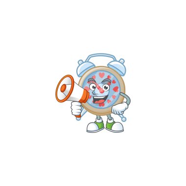 Saatin karikatür karakteri megafon tutmayı sever.