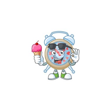 Saat aşkı maskot tasarımı. Dondurmalı.