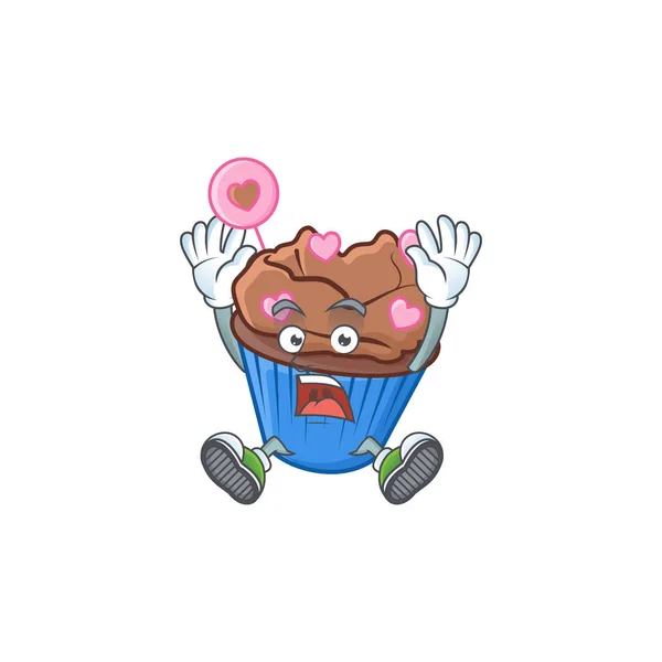 Un personnage emblématique du style cupcake amour chocolat avec geste choquant — Image vectorielle