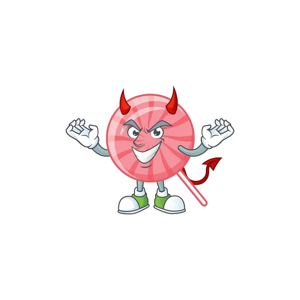 Diabo rosa rodada pirulito Desenho de personagens de desenhos animados — Vetor de Stock