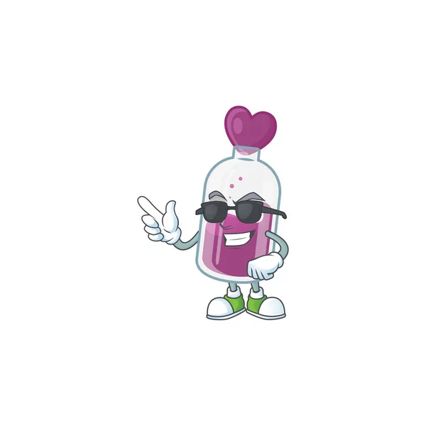 Super cool purple potion character wearing black glasses — 스톡 벡터