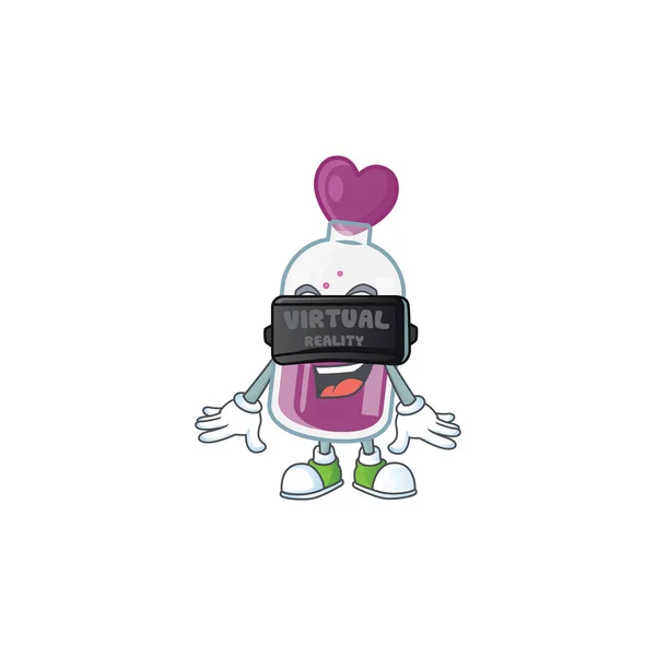 Personaje de poción púrpura de moda con auriculares de realidad virtual — Archivo Imágenes Vectoriales