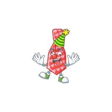 Funny Clown red love tie cartoon character mascot design