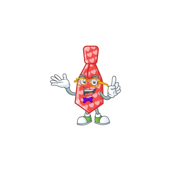 Cartoon character of Geek red love tie design — 스톡 벡터