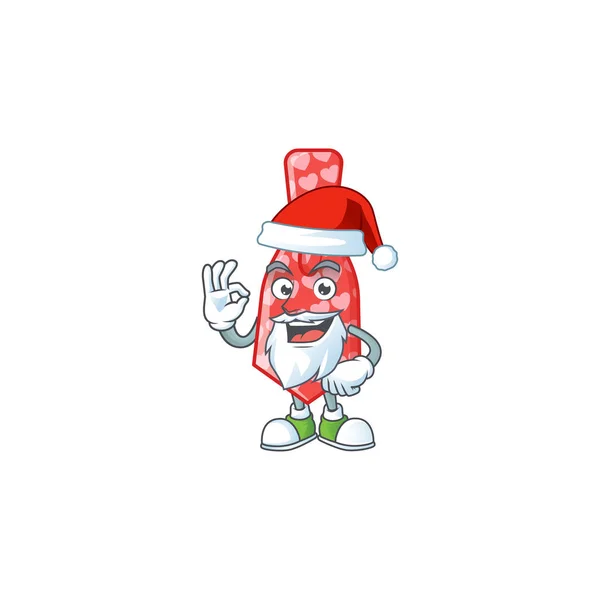 Una foto di Babbo Natale rosso amore cravatta stile immagine della mascotte con ok dito — Vettoriale Stock