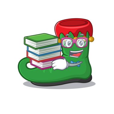 Elf ayakkabılı öğrenci maskot karakter stili.