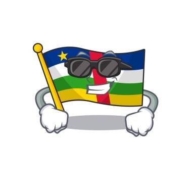 Süper havalı bayrak merkezi Afrikalı karakter siyah gözlük takıyor.