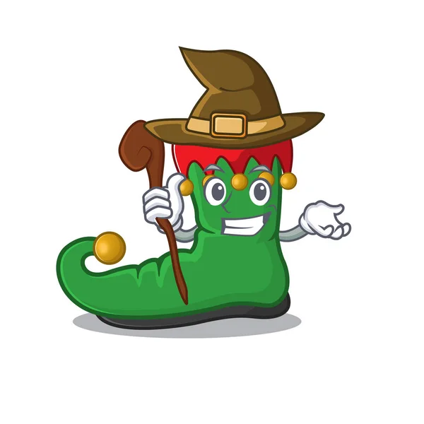 Felice Halloween Strega elfo scarpe stile personaggio dei cartoni animati — Vettoriale Stock