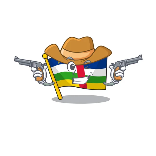 Flag central african cartoon character as a Cowboy holding guns — Stock Vector