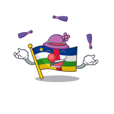 Süper havalı bayrak jonglörlüğü Orta Afrika maskot çizgi film stili