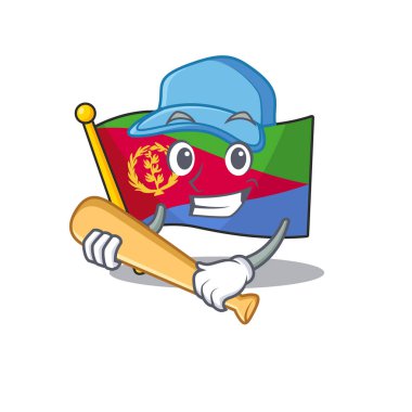 Gülen bayrak eritrea beyzbol oynayan komik bir maskot.