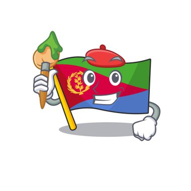 Neşeli bayrak eritrea Fırçalı sanatçı çizgi film karakteri