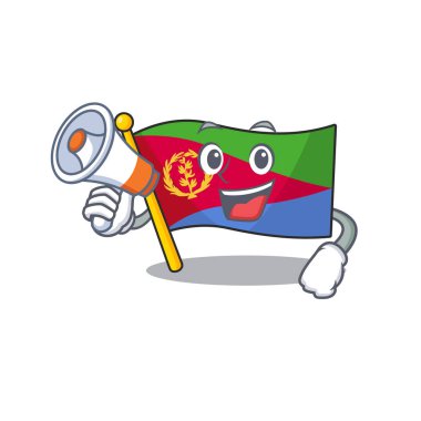 Bayrak eritreesinin megafonlu komik karikatür tarzı.