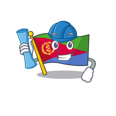 Neşeli Architect bayrak eritrea çizgi film stili mavi izler taşıyor