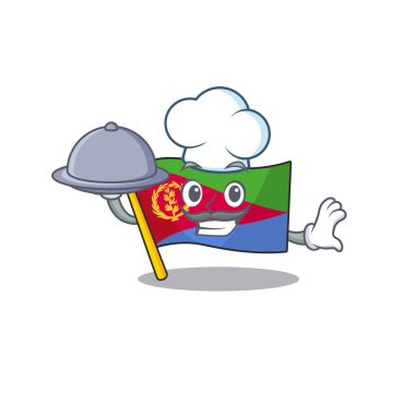 Gülümseyen bayrak eritrea yemek çizgi film tasarımlı bir aşçı olarak