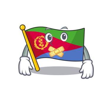 Bayrak eritrea maskot karakteri tarzı sessiz jest yapıyor