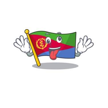 Çılgın ifadenin maskot çizimi bayrak eritrea karakter tasarımı