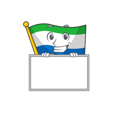 Pano bayrağı Sierra Leone çizgi film karakteri stiliyle sırıtıyor