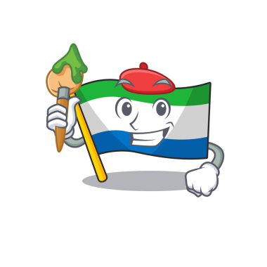 Neşeli bayrak Sierra Leone fırçalı sanatçı çizgi film karakteri