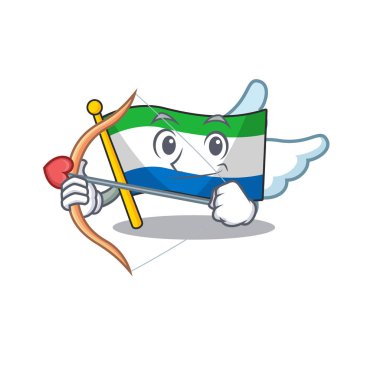 Sevimli bayrak sierra leone leone Cupid çizgi film karakteri ok ve kanatlı