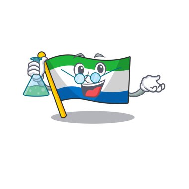 Zeki Profesör Sierra Leone çizgi film karakteri cam tüp tutuyor.