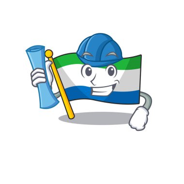 Neşeli Architect bayrağı Sierra Leone çizgi film stili mavi izler taşıyor