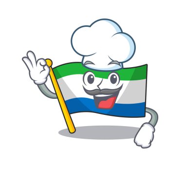 Mutlu aşçı bayrağı sierra leone beyaz şapkalı çizgi film karakteri