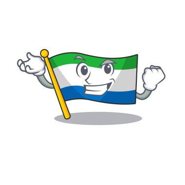 Mutlu kendinden emin başarılı bayrak Sierra Leone çizgi film karakteri tarzı