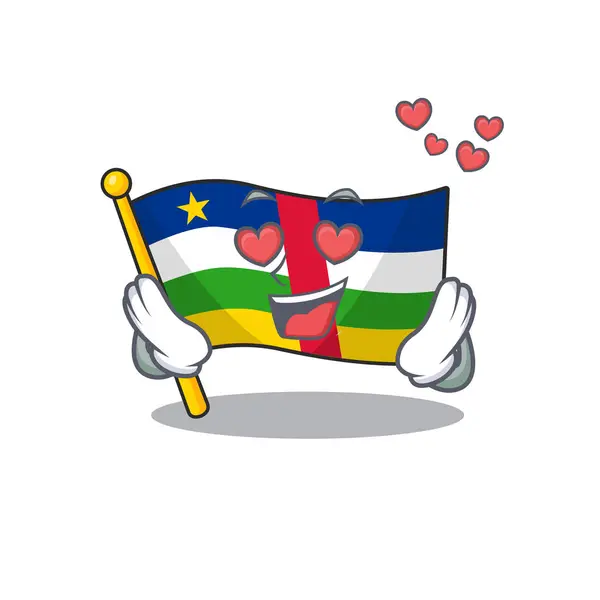 Innamorarsi Felice bandiera carina disegno cartone animato centrafricano — Vettoriale Stock
