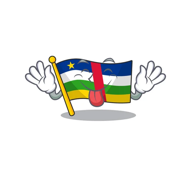 Super cute flag central african cartoon design with Tongue out — 스톡 벡터