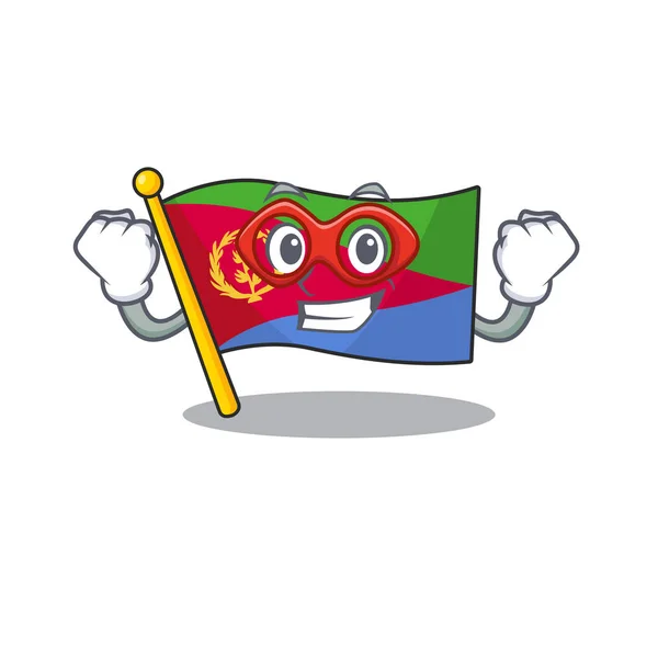 Kreskówka z flagą Erytrea noszenie kostiumu Super bohatera — Wektor stockowy